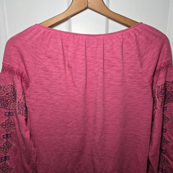 Sundance Women's Embroidered Puff Sleeve Blouse Size S Hippie Bohemian Pink - Picture 9 of 12